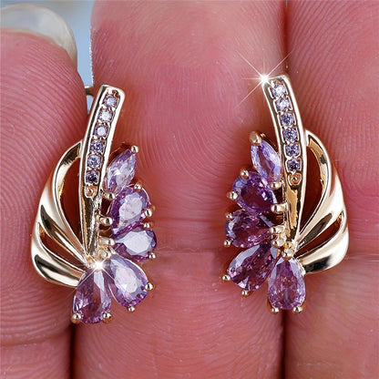 Purple Cubic Zirconia Drop Earrings