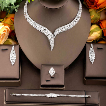 Cubic Zirconia Hollow Design Jewelry Set