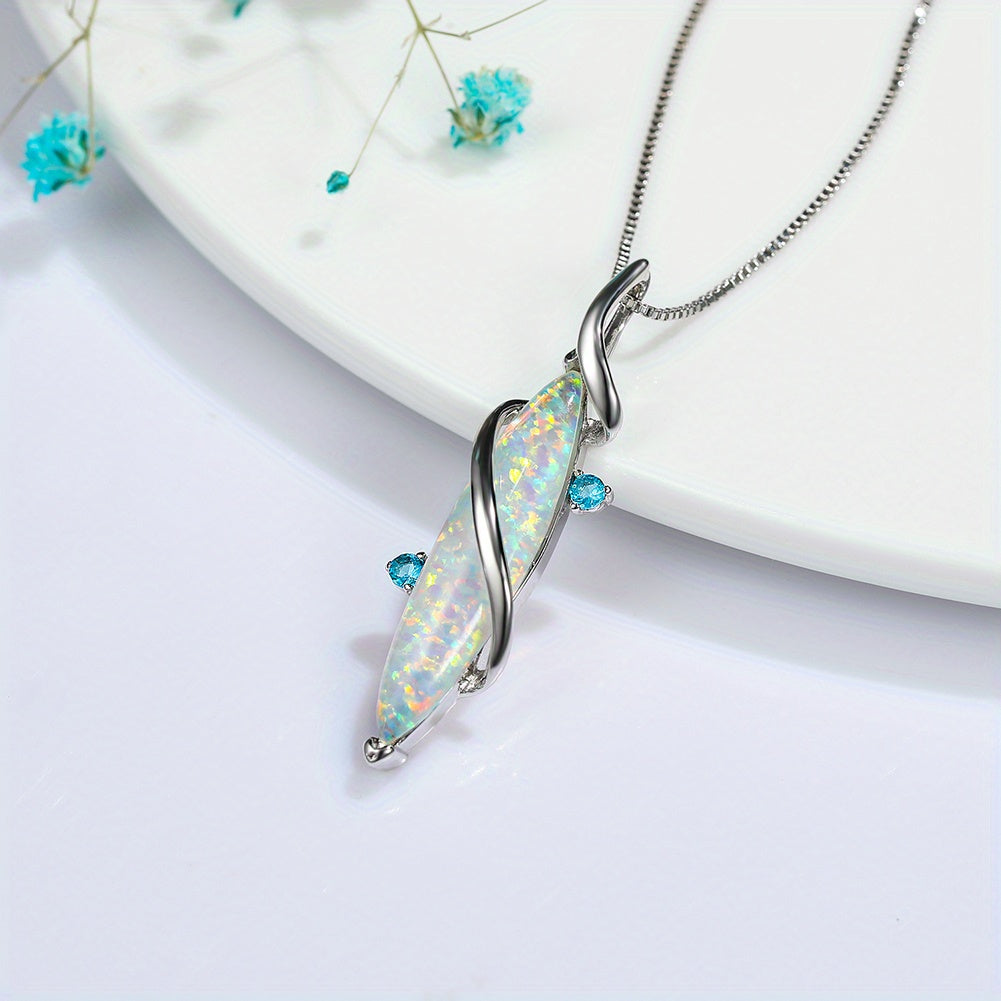 Luxurious White Opal Pendant Necklace