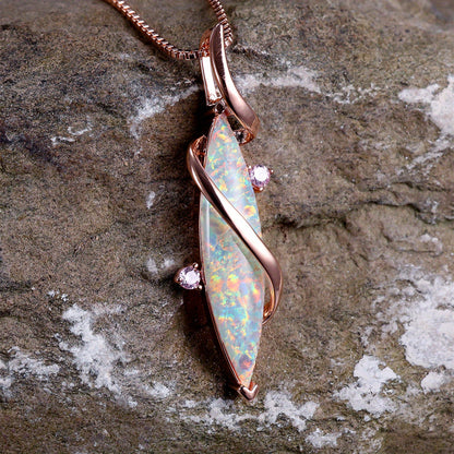 Luxurious White Opal Pendant Necklace