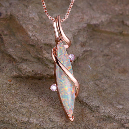 Luxurious White Opal Pendant Necklace