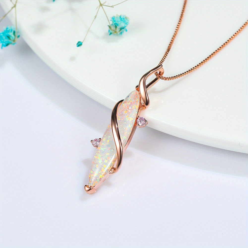 Luxurious White Opal Pendant Necklace