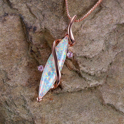 Luxurious White Opal Pendant Necklace