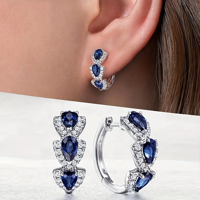 Luxurious Synthetic Gemstone Hoop Earrings