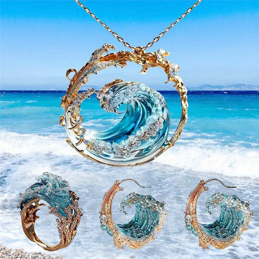 Blue Ocean Wave Bohemian Jewelry Set