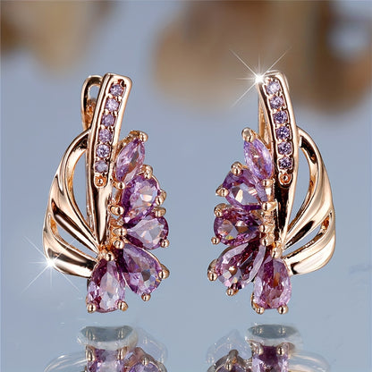 Purple Cubic Zirconia Drop Earrings