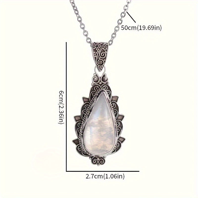 Elegant Teardrop Moonstone Pendant Necklace