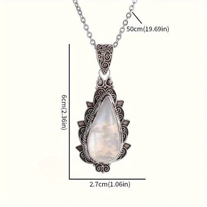 Elegant Teardrop Moonstone Pendant Necklace