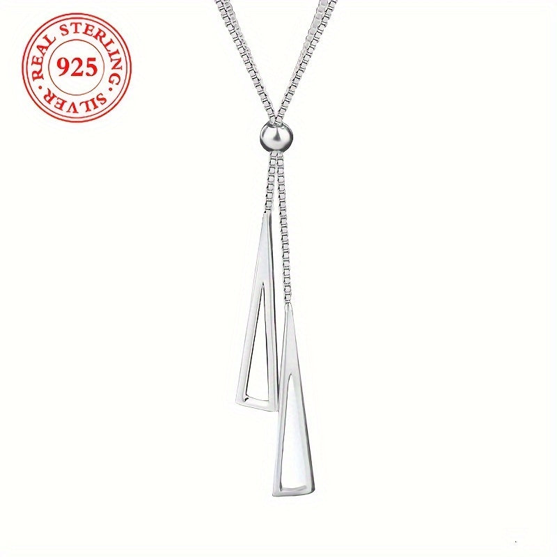 925 Sterling Silver Geometric Triangle Pendant Necklace