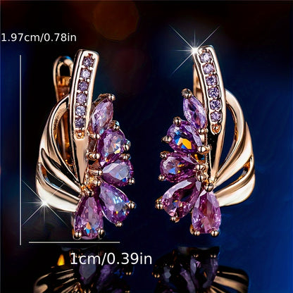 Purple Cubic Zirconia Drop Earrings