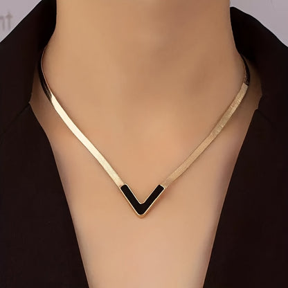 18K Plated Simple V-Shaped Necklace