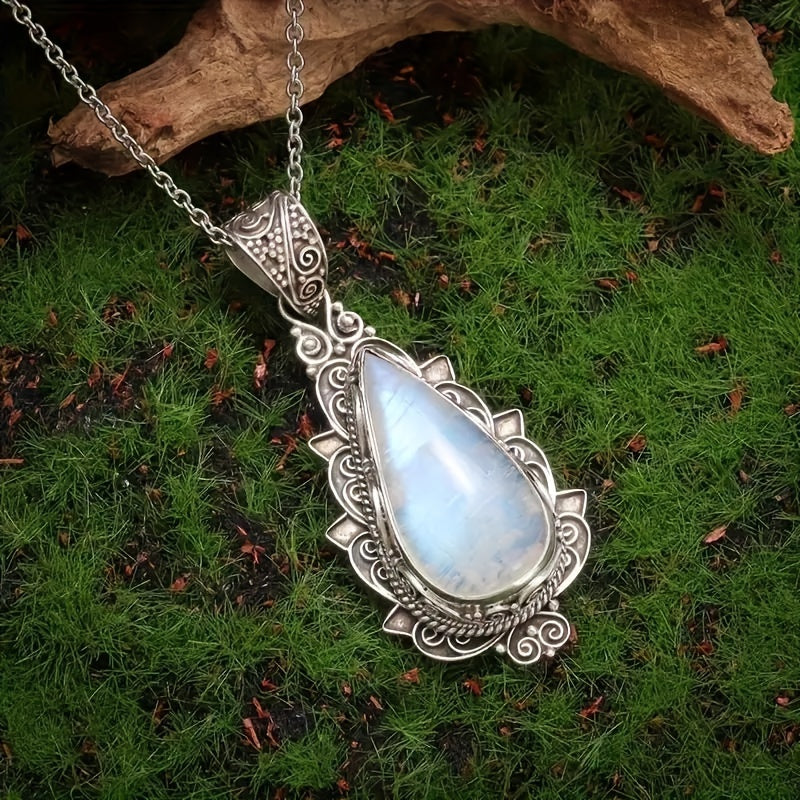 Elegant Teardrop Moonstone Pendant Necklace