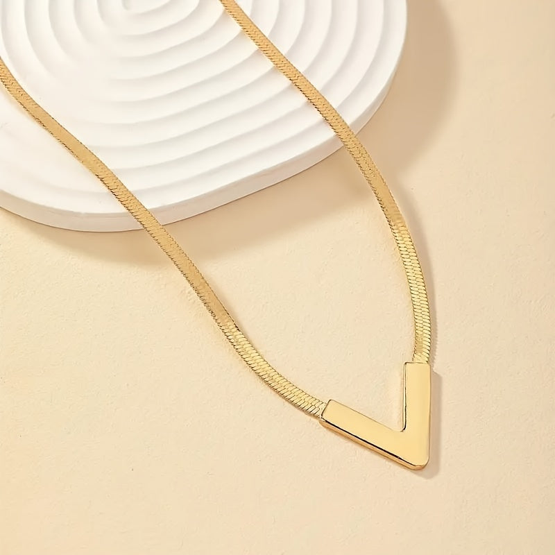 18K Plated Simple V-Shaped Necklace