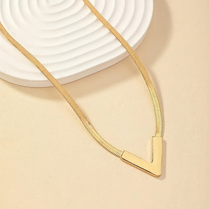 18K Plated Simple V-Shaped Necklace