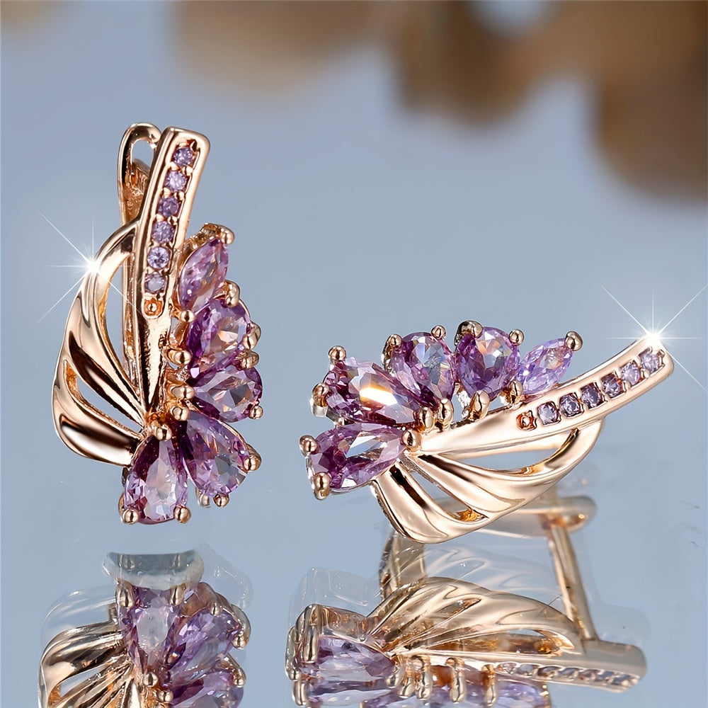 Purple Cubic Zirconia Drop Earrings