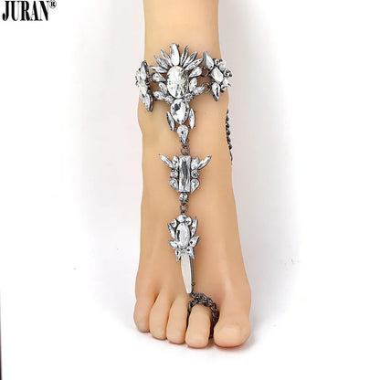 Asteria Lyra Crystal Anklet and Ankle Bracelet with Leg Chain