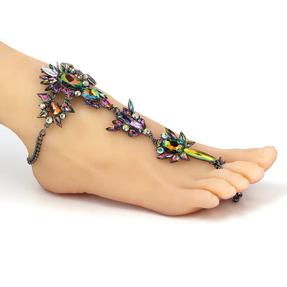 Asteria Lyra Crystal Anklet and Ankle Bracelet with Leg Chain