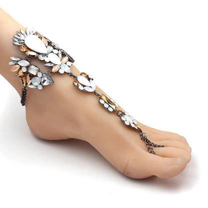 Asteria Lyra Crystal Anklet and Ankle Bracelet with Leg Chain