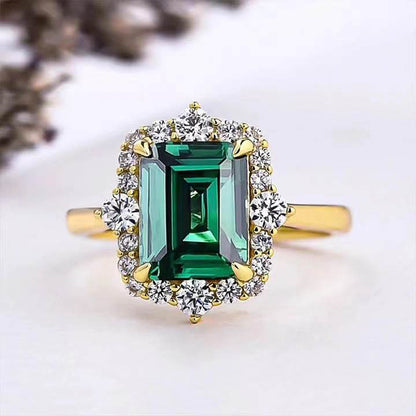 18K Gold plated  Royal lab Emerald Ring