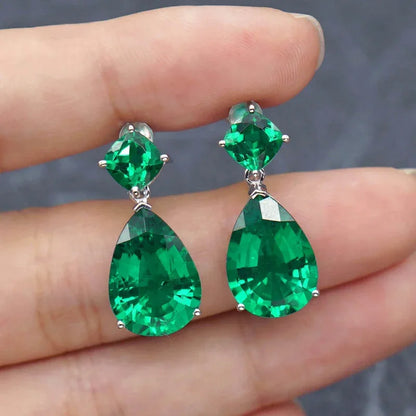 Emerald Earrings & Pendant with Bright Green Zirconia