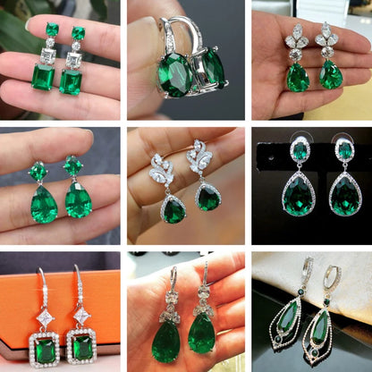 Emerald Earrings & Pendant with Bright Green Zirconia