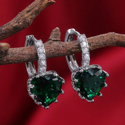 Emerald Earrings & Pendant with Bright Green Zirconia