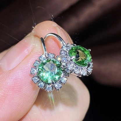 Emerald Earrings & Pendant with Bright Green Zirconia