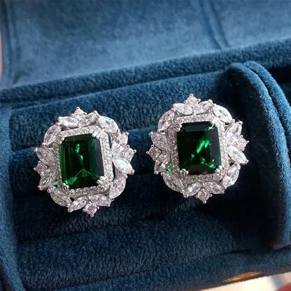 Emerald Earrings & Pendant with Bright Green Zirconia