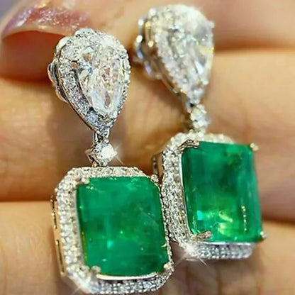 Emerald Earrings & Pendant with Bright Green Zirconia