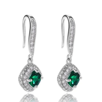 Emerald Earrings & Pendant with Bright Green Zirconia