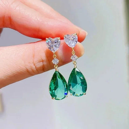 Emerald Earrings & Pendant with Bright Green Zirconia