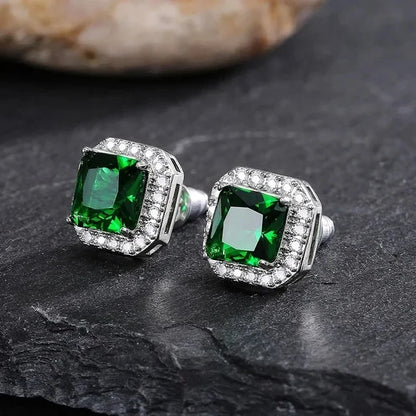 Emerald Earrings & Pendant with Bright Green Zirconia