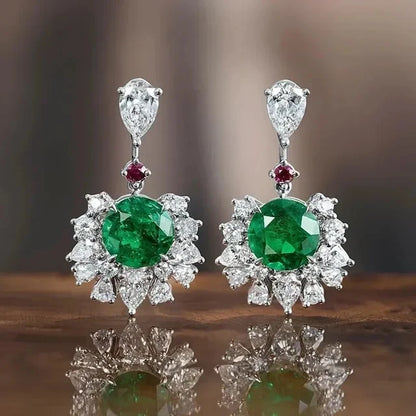 Emerald Earrings & Pendant with Bright Green Zirconia