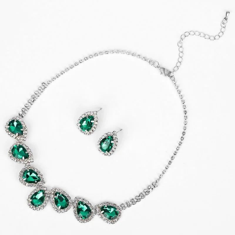 Diamond Inlaid Emerald/Ruby Necklace