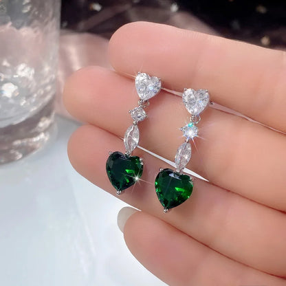 Emerald Earrings & Pendant with Bright Green Zirconia