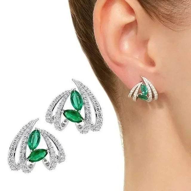 Emerald Earrings & Pendant with Bright Green Zirconia