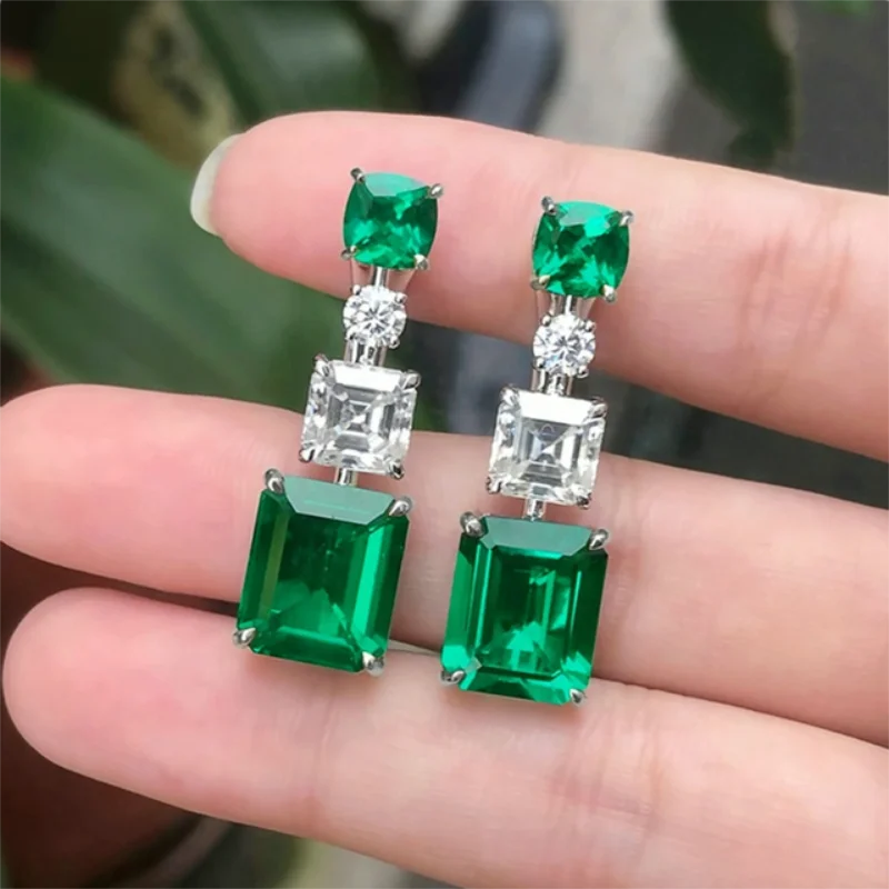 Emerald Earrings & Pendant with Bright Green Zirconia