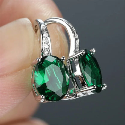 Emerald Earrings & Pendant with Bright Green Zirconia