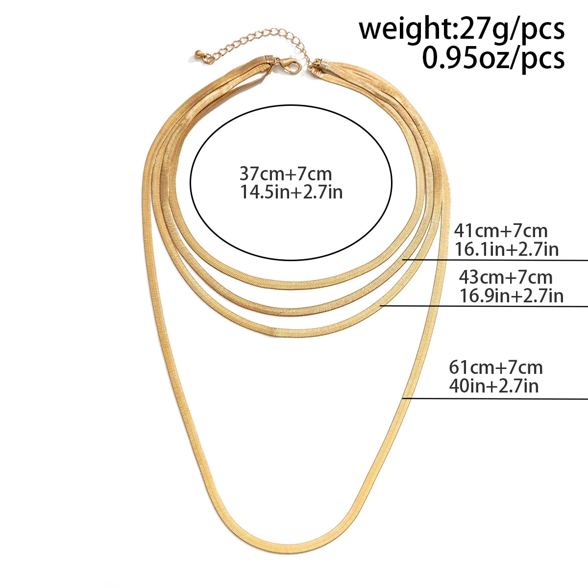 Multilayer Smooth Snake Chain Necklace with Gold Choker