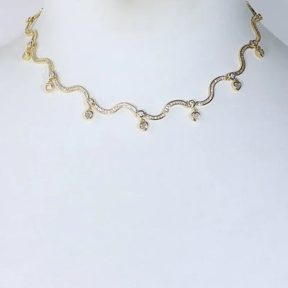 S Chain Link Necklace Heart Zirconia