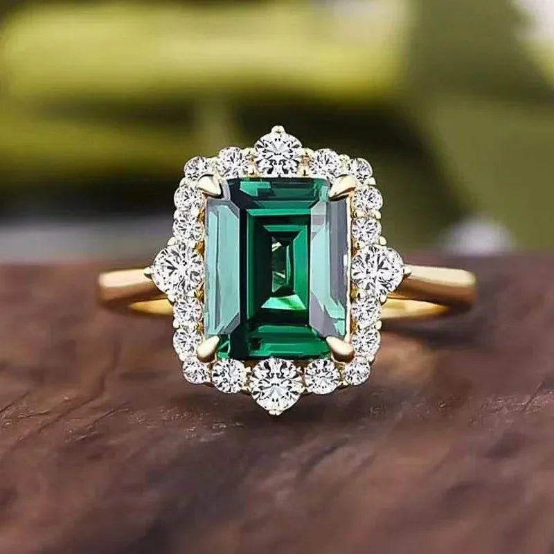 18K Gold plated  Royal lab Emerald Ring