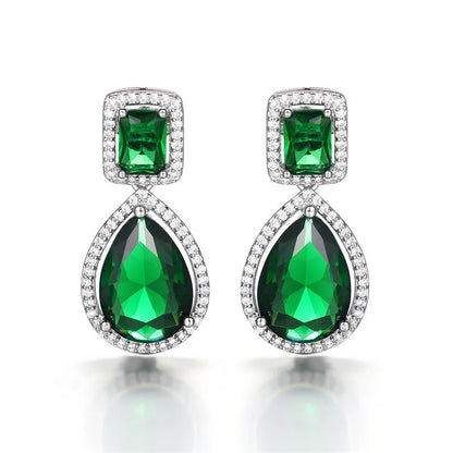 Emerald Earrings & Pendant with Bright Green Zirconia