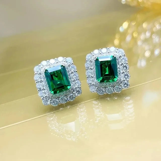 Emerald Earrings & Pendant with Bright Green Zirconia