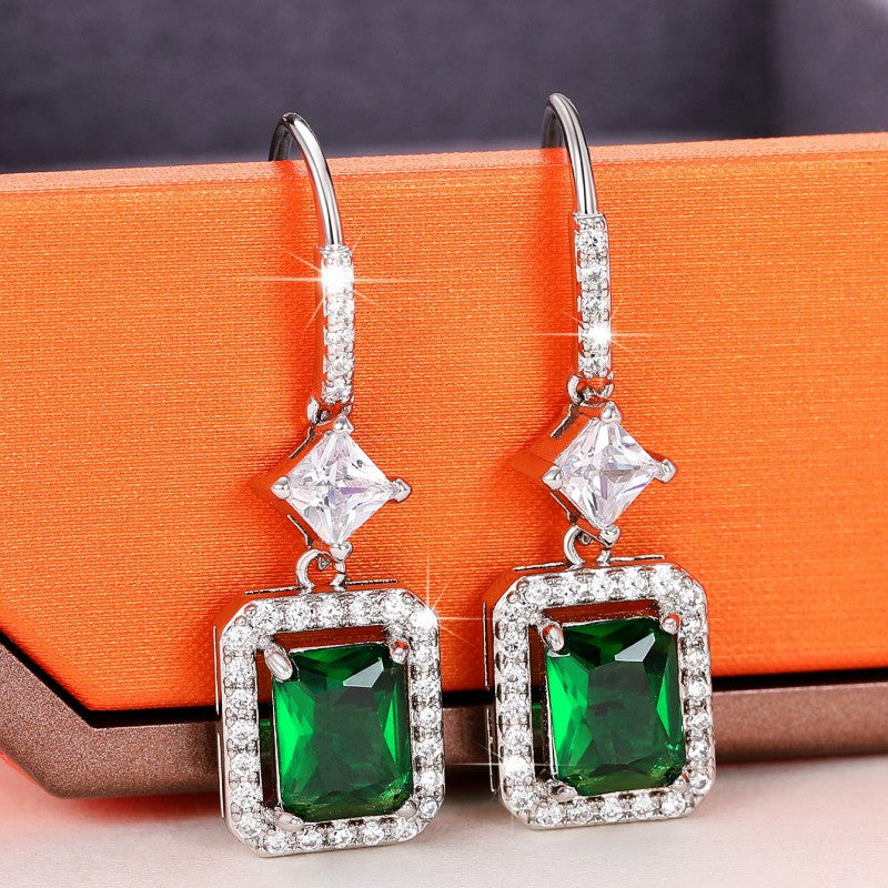 Emerald Earrings & Pendant with Bright Green Zirconia