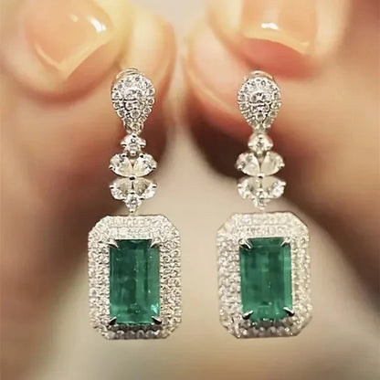 Emerald Earrings & Pendant with Bright Green Zirconia