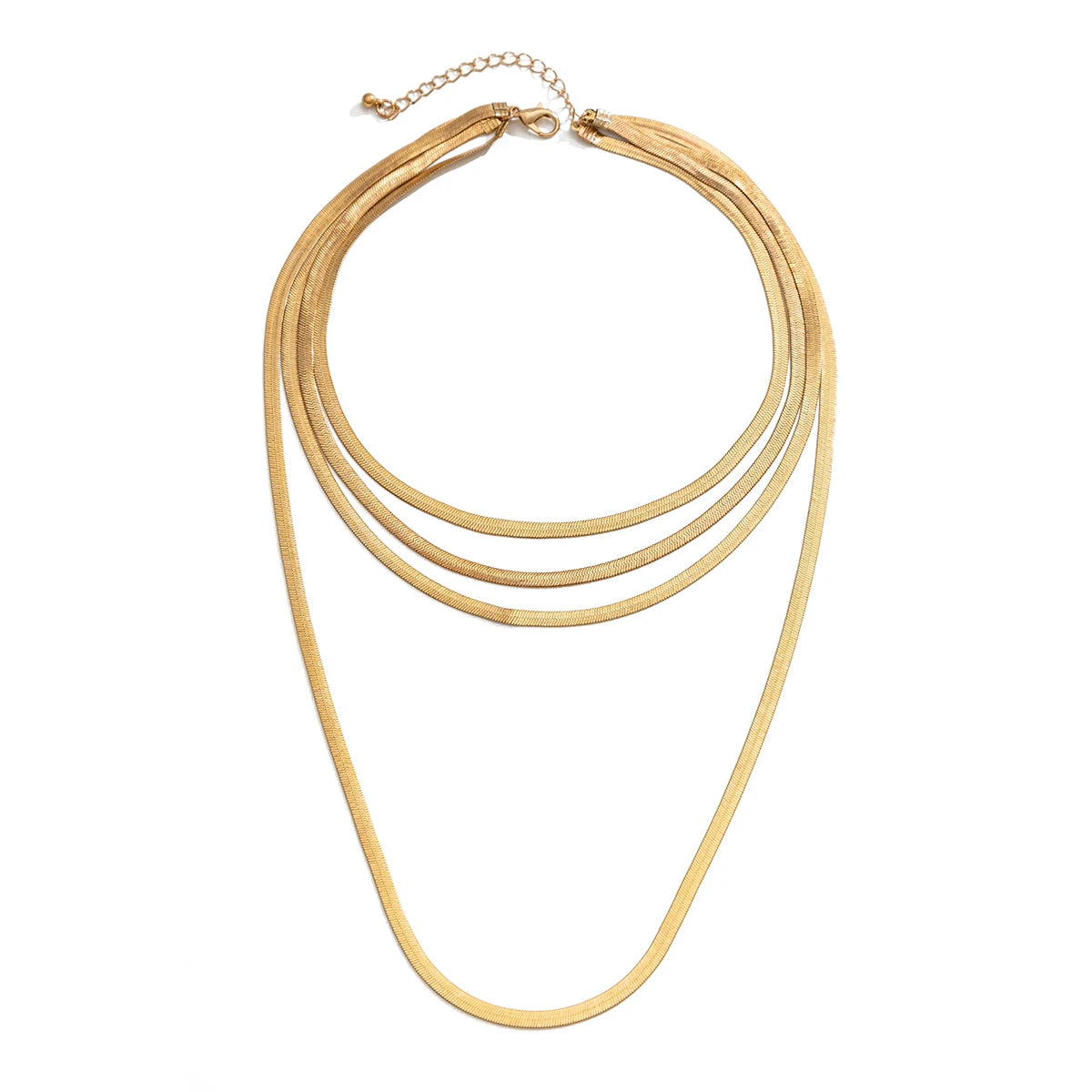 Multilayer Smooth Snake Chain Necklace with Gold Choker