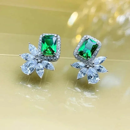 Emerald Earrings & Pendant with Bright Green Zirconia