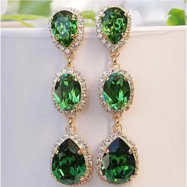 Emerald Earrings & Pendant with Bright Green Zirconia