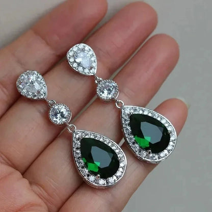 Emerald Earrings & Pendant with Bright Green Zirconia