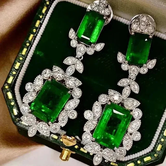 Emerald Earrings & Pendant with Bright Green Zirconia